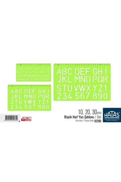 HATAS Büyük Harf Yazı Şablonu 10- 20 -30 Mm Takım