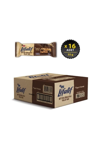 Lifalif Bitter Çikolatalı Yulaf Bar 35 g x 16 Adet - 2