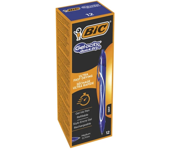 Bic Gelocity Hızlı Kuruyan Jel Kalem 0.7 mm - Mavi (12'li Kutu)