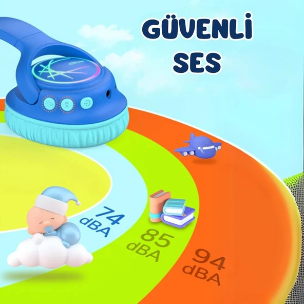 iClever Led Işıklı Güvenli Ses Sınırlı 45 Saat Oynatma Süreli Bluetooth Çocuk Kulaklığı Mavi - 4