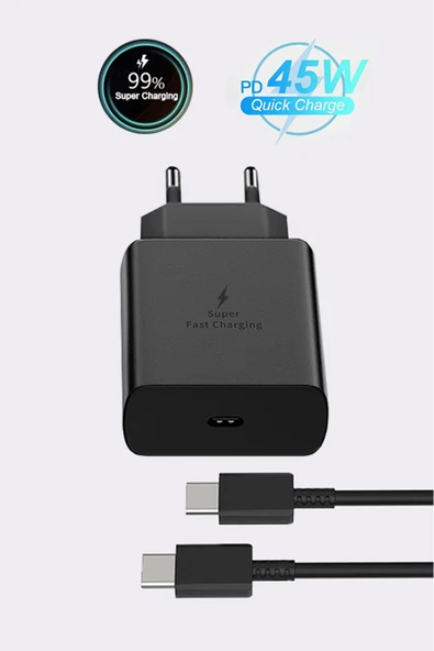giyitec Samsung Galaxy S23 Ultra S23+ S24 Ultra S24+ 5G Uyumlu 45W Turbo Hızlı Şarj Aleti Cihazı Seti PD