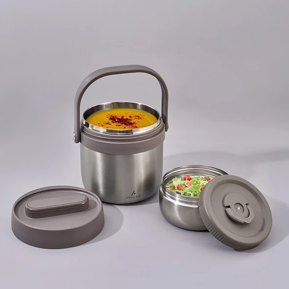 Aryıldız Bento Lunch Box Yemek Termosu Yuvarlak Steel 1400 Ml Ar262283