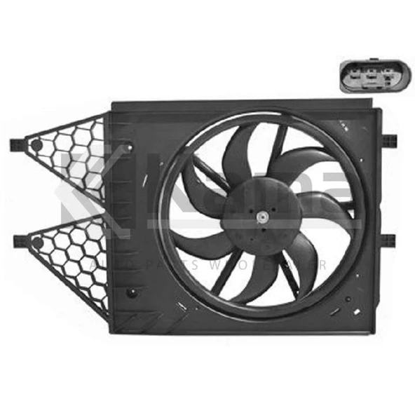 6R0121207Q-6R0121207K FAN MOTORU DAVLUMBAZLI (390 MM-3 FIS-7 KANAT-350W) VW POLO / IBIZA / SKODA FABIA / AUDI A1 (CBZB/CBZC/CUSA/CUSB/CUTA/1.2TSI/1.4TDI) 10-17 İTHAL