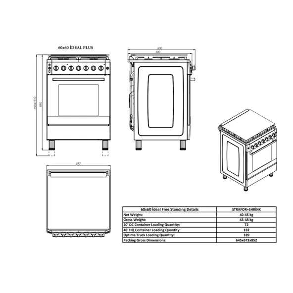 GL General GLF 6040RK 60 CM Kuzine Rustik Krem Fırın - 2