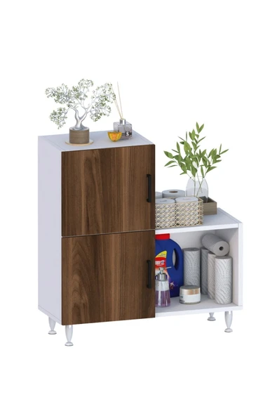 Moonlife 2 Kapaklı L Çok Amaçlı Banyo Dolabı Ceviz - 4