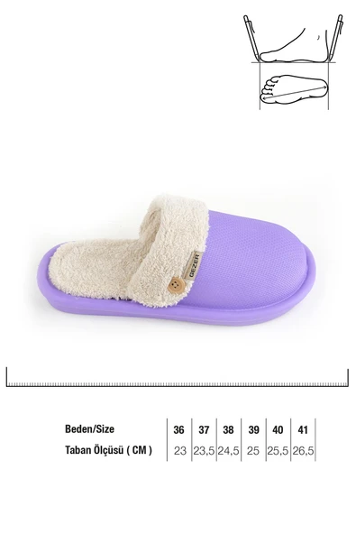 Gezer 13577 Eva İçi Kürklü Islak Zemin Kışlık Ev Bahçe Kadın Terliği - Resim 4