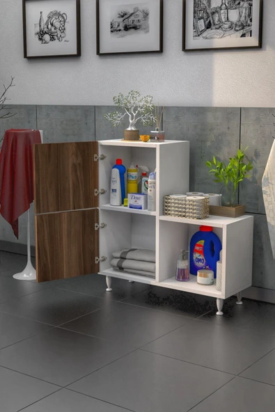Moonlife 2 Kapaklı L Çok Amaçlı Banyo Dolabı Ceviz - 2