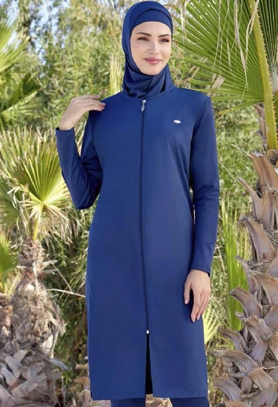 Adasea 1250  Battal Lacivert   2 Li  Tasarım Tesettür Mayo - Resim 3