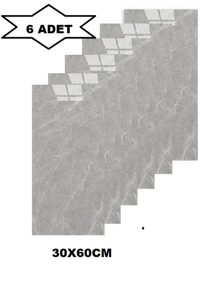 BS1725 Mermer Desenli 6 Adet 60x30cm Yapışkanlı Esnek Karavan Banyo Duvar Kaplama Paneli Shiny-2