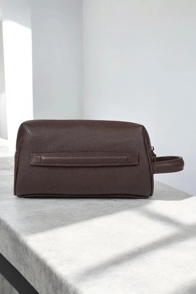 Hakiki Deri Unisex Kahverengi El Portföy Çantası - 4