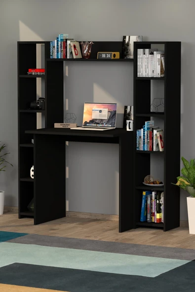Moonlife Trend Kitaplıklı Çalışma Masası Siyah - 2