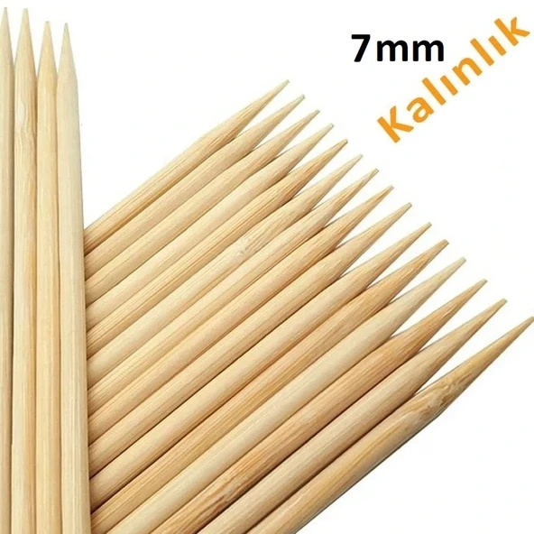 Hayal Sepeti Bambu 7mm Kalın Ahşap Çöp Şiş Çubuğu 40 Cm - 20 Adet