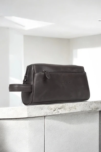 Hakiki Deri Unisex Asfalt Rengi El Portföy Çantası - 2