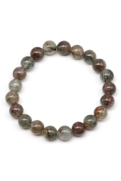 Rutil Kuvars Doğal Taş Bileklik 9 mm Küre Kesim - Resim 2