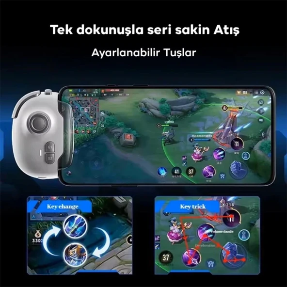 Polham 400Mah Şarjlı Bluetooth Bağlantılı Android, İOS Uym Oyuncu Kontrol Joystick ve Tetik Konsolu - 2