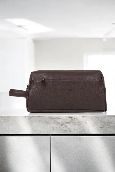 Hakiki Deri Unisex Kahverengi El Portföy Çantası - 3