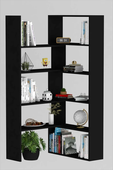 Moonlife Office Dekoratif Kitaplık Siyah - 4