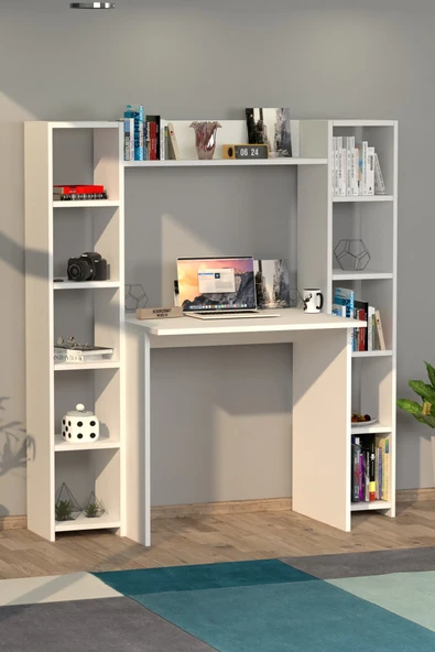 Moonlife Trend Kitaplıklı Çalışma Masası Beyaz - 3