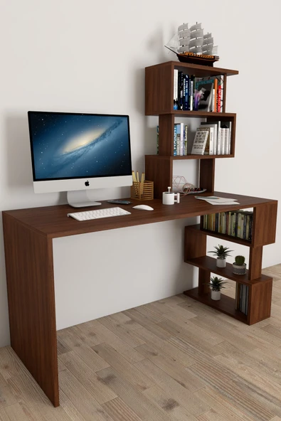 Moonlife Okyanus Kitaplıklı Çalışma Masası Ceviz - 2