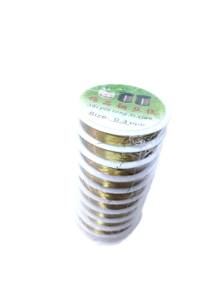 Hayal Sepeti  TAKI ve FİLOGRAFİ TELİ Makara Tel - 0.4mm ince - 10 adet Altın Renk - 6