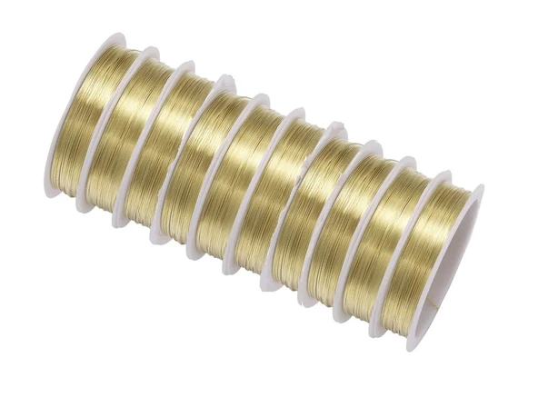 Hayal Sepeti  TAKI ve FİLOGRAFİ TELİ Makara Tel - 0.4mm ince - 10 adet Altın Renk