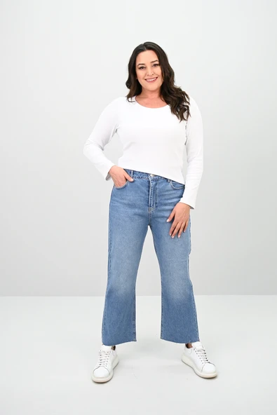 Kadın Büyük Beden Yüksek Bel Mom Jean 4418-25 DPL-968 - 8