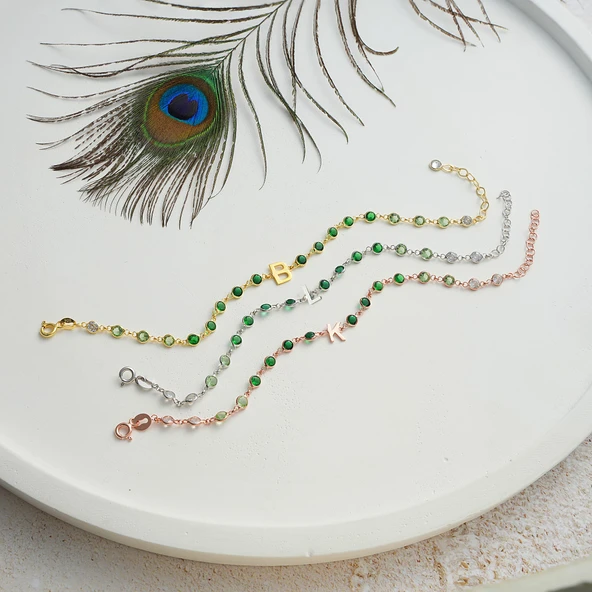 925 ayar gümüş HARF bileklik mavi renk geçişli tamtur - Resim 3