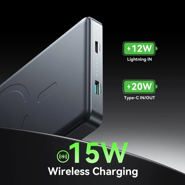 Joyroom 20W Ultra-Slim Metal MagSafe Kablosuz Ve Kablolu 20W Hızlı Şarj Power Bank 10.000mAh - 5