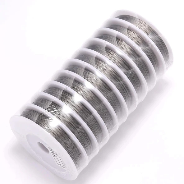 Hayal Sepeti  TAKI ve FİLOGRAFİ TELİ Makara Tel - 0.4mm ince - 10 adet gümüş  Renk