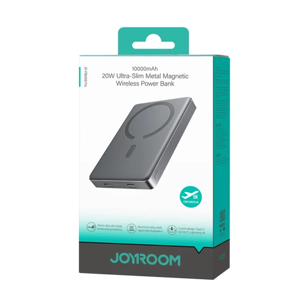 Joyroom 20W Ultra-Slim Metal MagSafe Kablosuz Ve Kablolu 20W Hızlı Şarj Power Bank 10.000mAh - 3