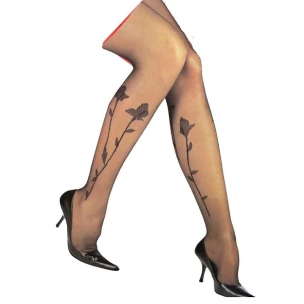 Penti Anemon Çiçek Desenli Siyah Külotlu Çorap ürün görseli