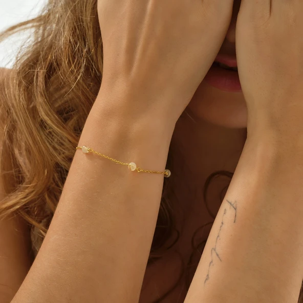 925 ayar gümüş örme sitrin doğal taş bileklik