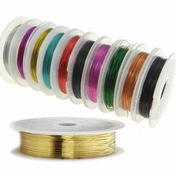 Hayal Sepeti  renkli takı  ve FİLOGRAFİ TELİ Makara Tel 0.4mm ince - 10 Farklı Renk - 5