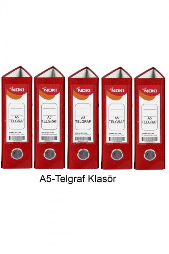 Telgraf Klasör Kırmızı Geniş A5 Plastik 5 Adet