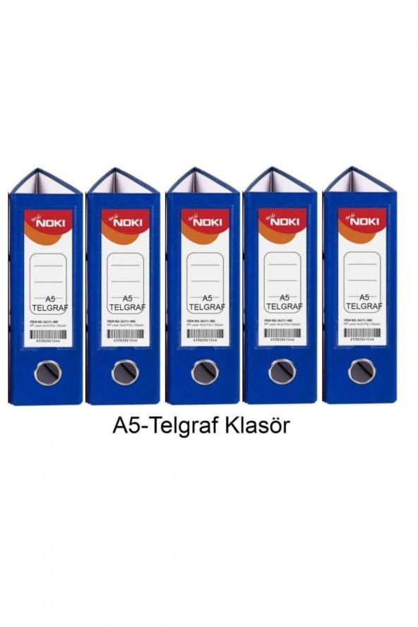 Telgraf Klasör Mavi Geniş A5 Plastik 5 Adet