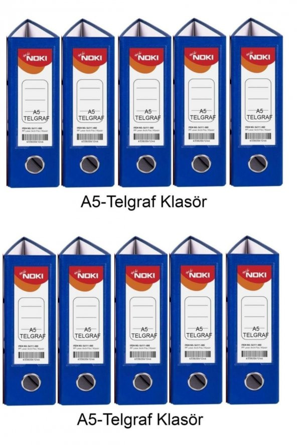 Telgraf Klasör Mavi Geniş A5 Plastik 10 Adet