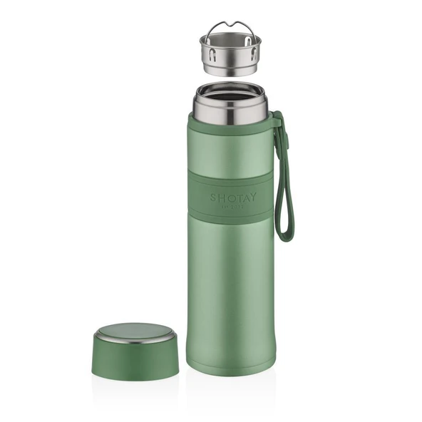 Shotay Diamond Çelik Termos Matara 420Ml Yeşil - 2