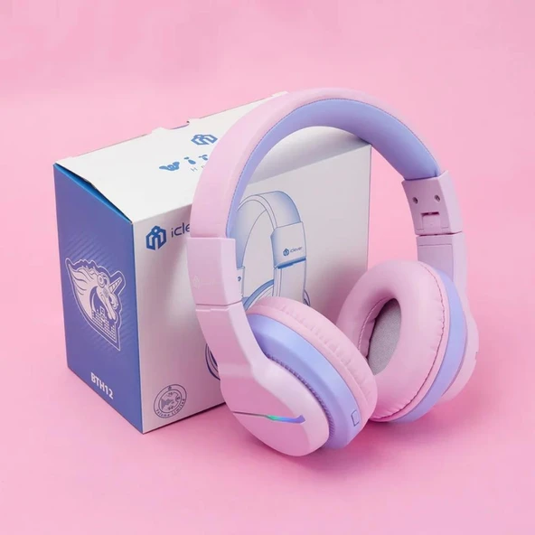 iClever Led Işıklı Güvenli Ses Sınırlı 85 Saat Oynatma Süreli Bluetooth Çocuk Kulaklığı Lila Mor - 3