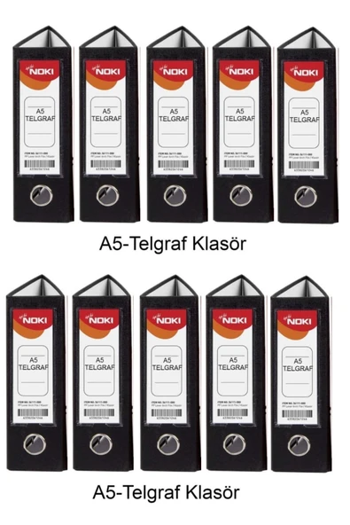 Telgraf Klasör Siyah Geniş A5 Plastik 10 Adet