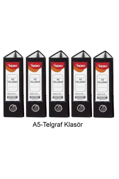 Telgraf Klasör Siyah Geniş A5 Plastik 5 Adet
