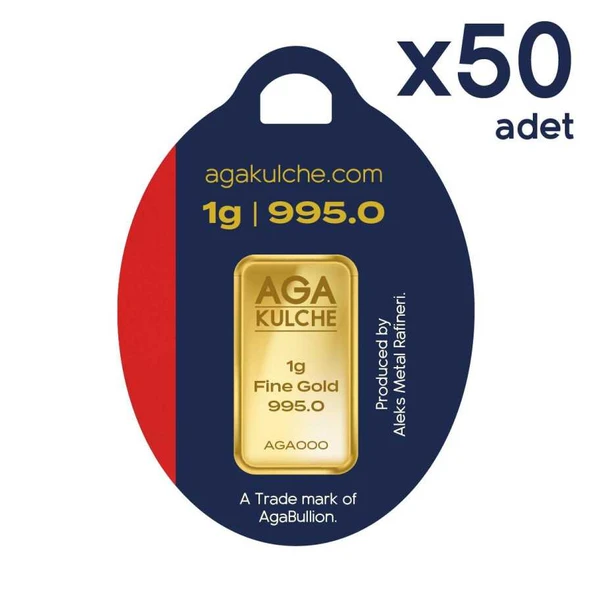 AgaKulche 24 Ayar 50 Adet 1 gr Külçe Altın