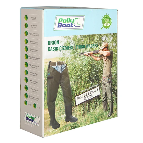 Polly Boot Orion Kasık Çizmesi Haki Siyah  43 No - Resim 2