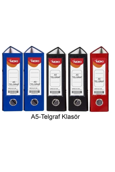 Telgraf Klasör Geniş A5 Plastik 5 Adet (2 mavi 2 siyah 1 kırmızı )