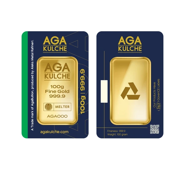 AgaKulche 100 gr 24 Ayar 999.9 Külçe Altın - Resim 3