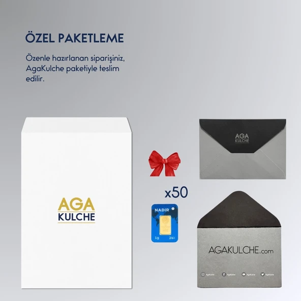 AgaKulche 24 Ayar 50 Adet Nadir 1 gr Altın - Resim 3