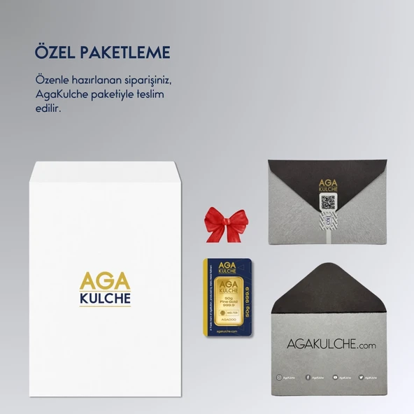 AgaKulche 50 gr 24 Ayar 999.9  Külçe Altın - Resim 4