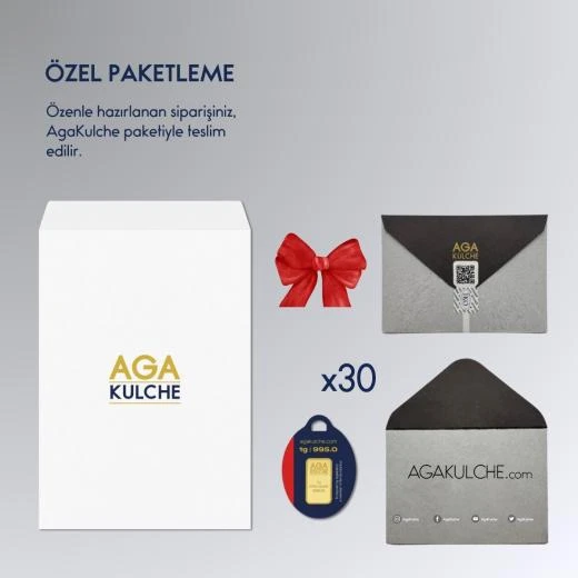 AgaKulche 24 Ayar 30 Adet 1 gr Külçe Altın - 2