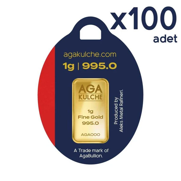 AgaKulche 24 Ayar 100 Adet 1 gr Külçe Altın
