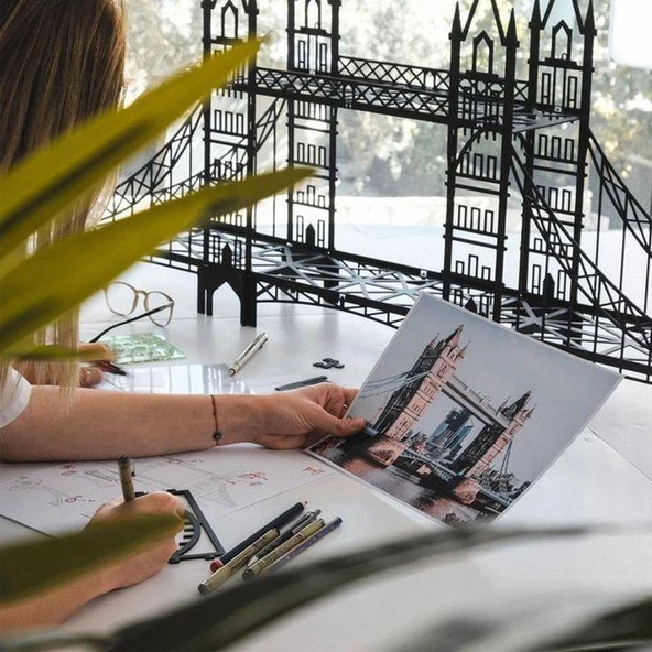 Dekoratif Londra Köprüsü Masa Üstü, Duvar Rafı Londra Köprü, Metal Köprü Biblo Ofis Dekorasyon - 6