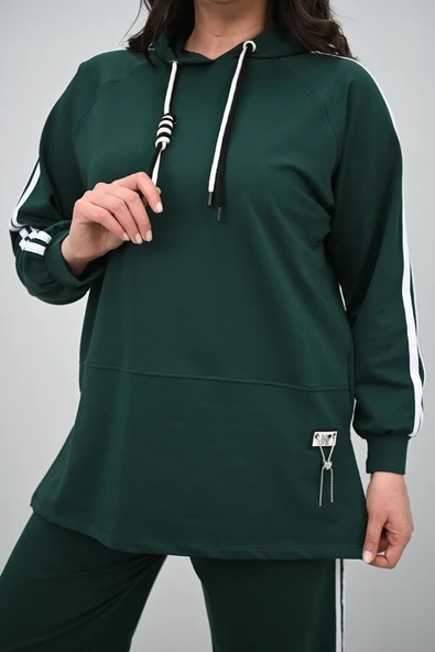 Kadın Büyük Beden Uzun Kollu Kalp Aksesuar Detaylı Eşofman Takımı 8169-25